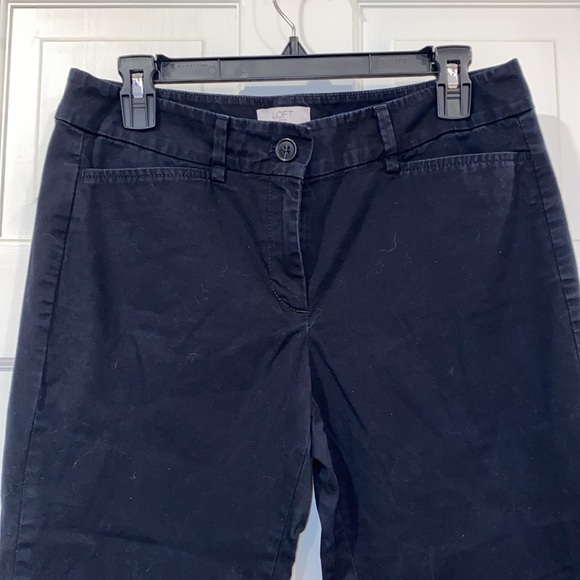 6 Petite LOFT Original Crop Stretch Black Pants 3% Spandex 97% Cotton - Picture 4 of 8